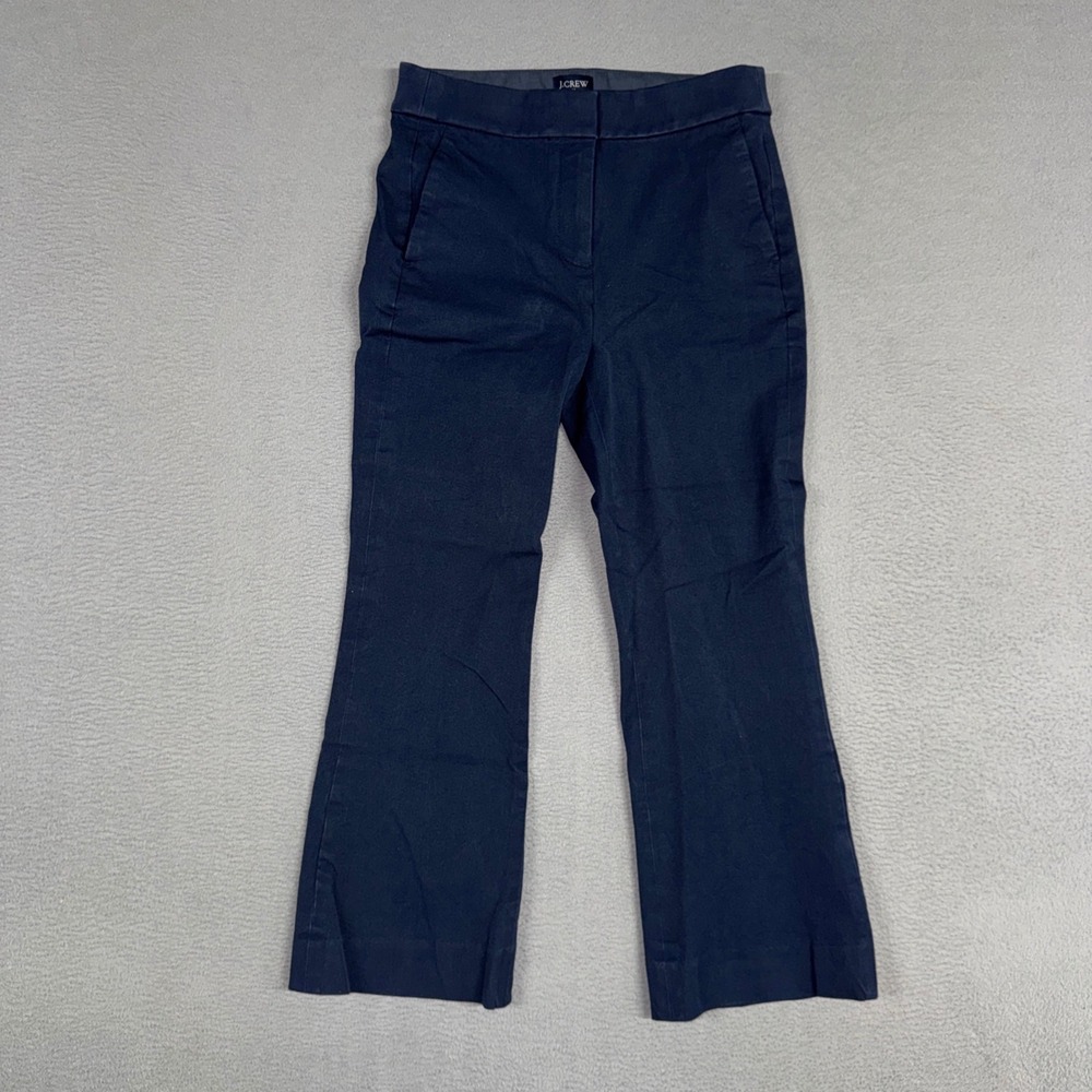 J.Crew Pants Womens 0 Navy Blue Kelsey Flare Crop Stretch Dress Trousers Preppy